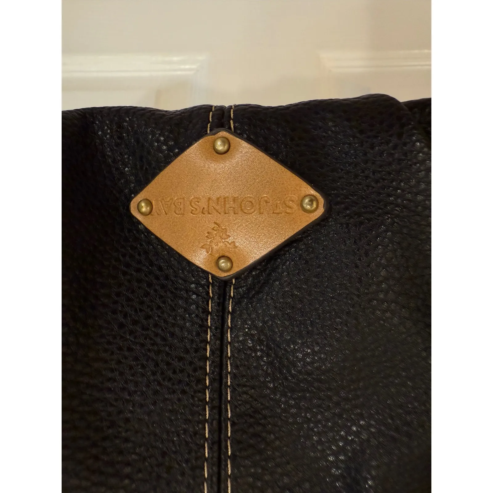 St. John's Bay Black Faux Leather Braided Handle Shoulder Bag Tote Purse - Image 2