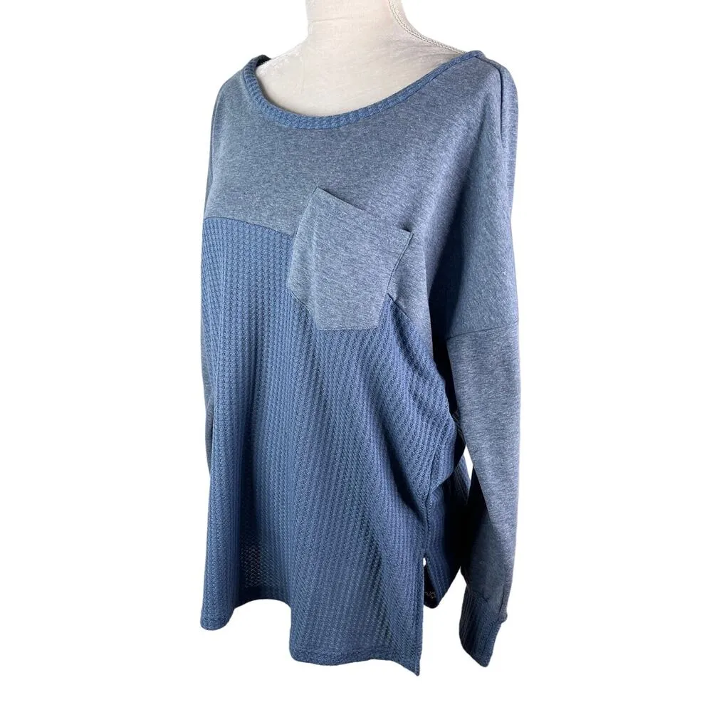 Weekend Suzanne Betro Top Blue Waffle XL New - Image 4