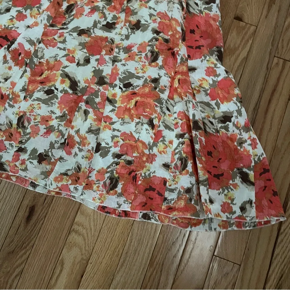 Womens Sarah Arizona Side Zip Linen Flared A-Line Skirt Size M Built in Slip - Image 4