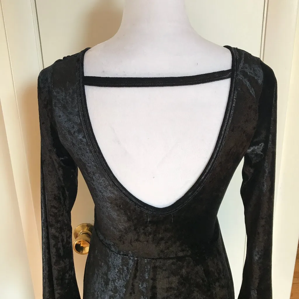 Black & Greige Gothic Lolita Halloween Black Velvet Doll Dress M Size M - Image 5