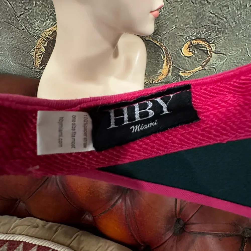 EUC HBY MIAMI color block pink and cream visor woman hat paper straw 100% - Image 5