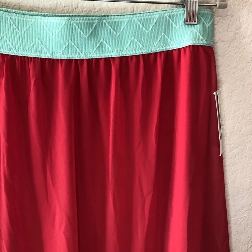 LuLaRoe Skirt Coral Chiffon w/ Mint Maxi Skirt “The Lucy” Sz L NWT Elastic Waist - Image 5