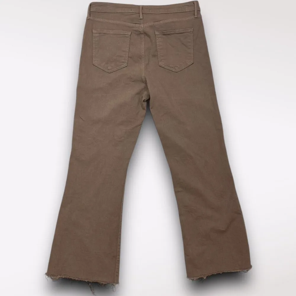 Denim Flared Brown Jeans Distressed Raw Hem 31 Women's Pants Casual - Image 5