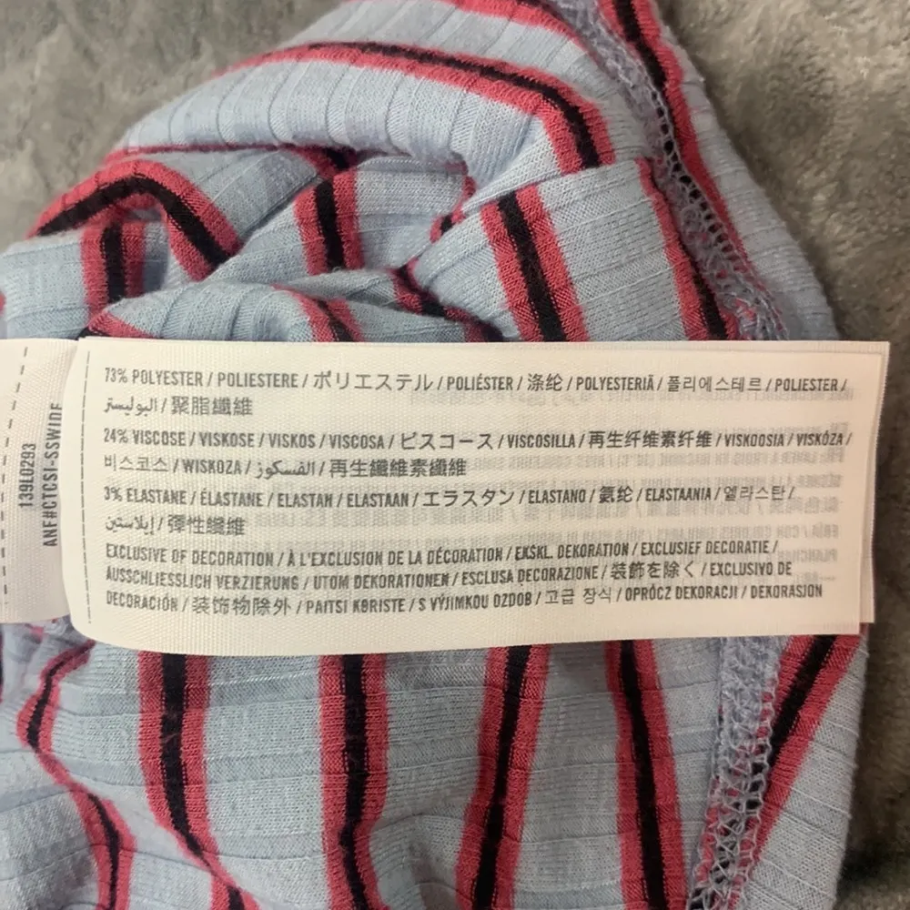 Abercrombie & Fitch Striped Blue Red and Black Ruffled Tube Top Size M - Image 12