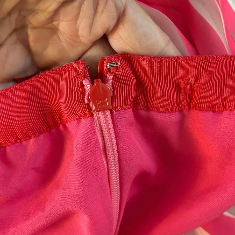 J Crew Size 8 Pleated Midi Skirt Peekaboo Stripe Fuschia Pink White AJ984 - Image 6