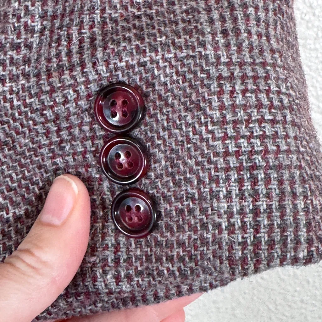 Vintage Swingles 1980s Purple Tweed Blazer Jacket Womens S Preppy Academia - Image 5