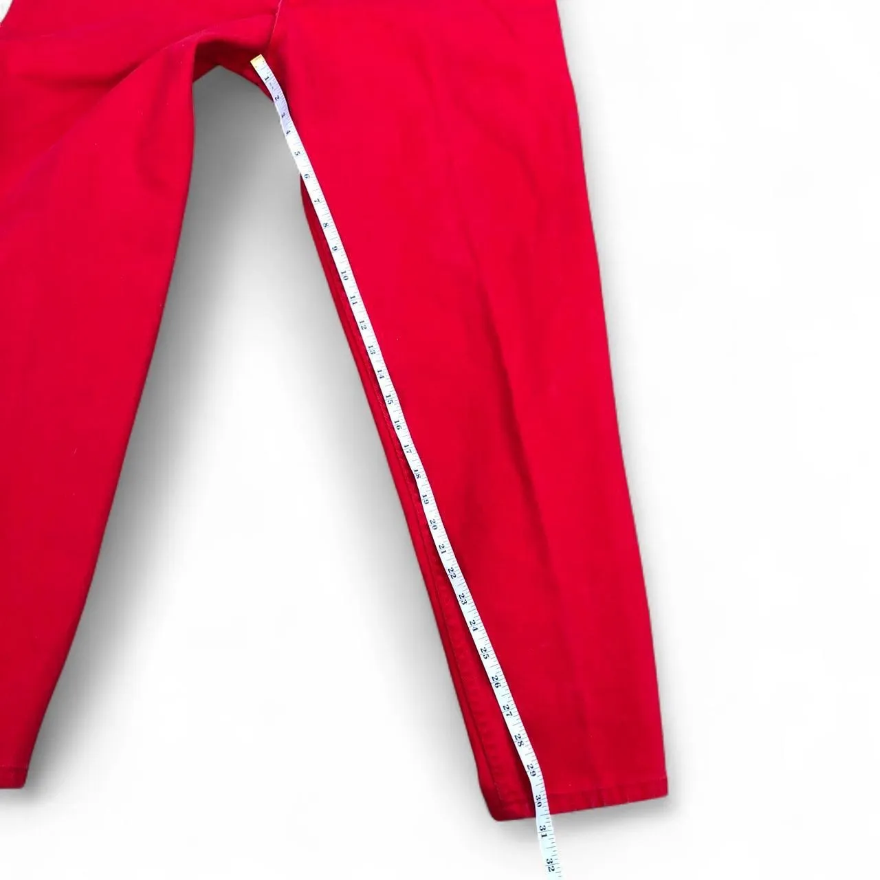 Vintage 90s Y2K Faded Glory Red High Waist Straight Cigarette Tapered Leg Mom Jeans Measurement in pics Size 12 - Image 8