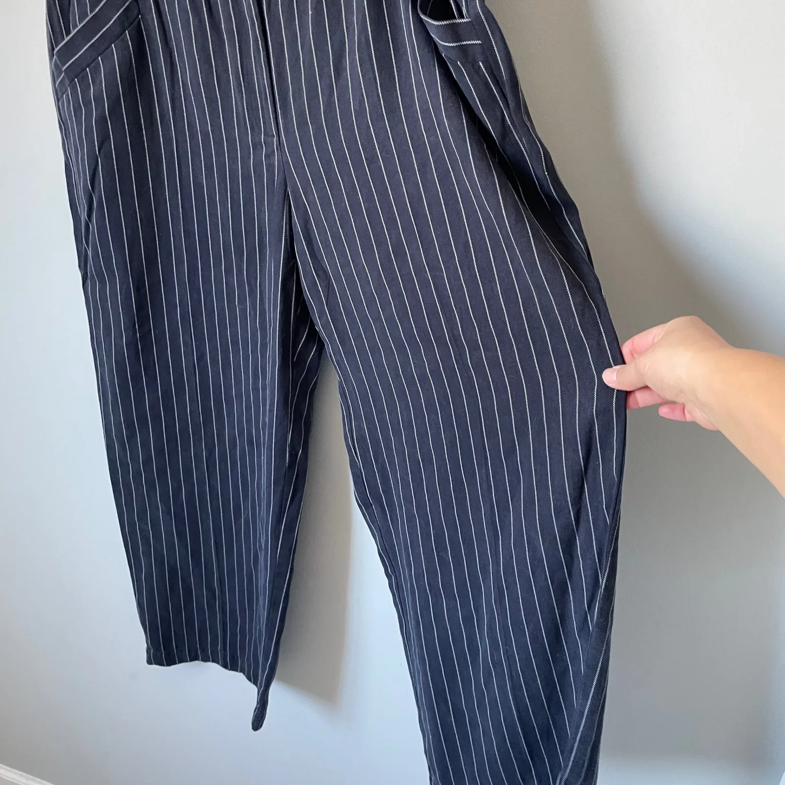 Eileen Fisher Navy Pinstripe Wide Leg Dress Pants Size Women's Large - Image 6