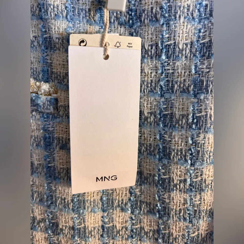 Blue White Gingham Tweed A - Image 2