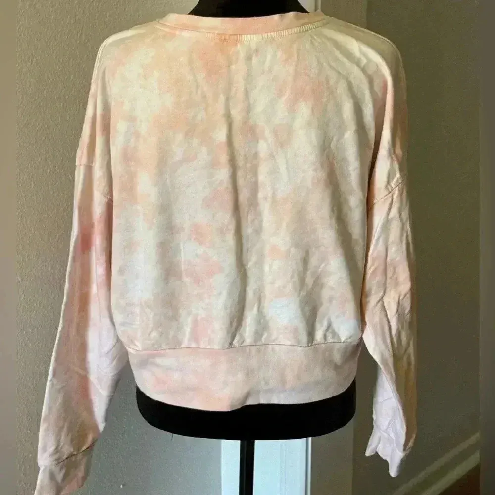 Guess  Pink Acid Wash Cropped Sweatshirt - Image 3