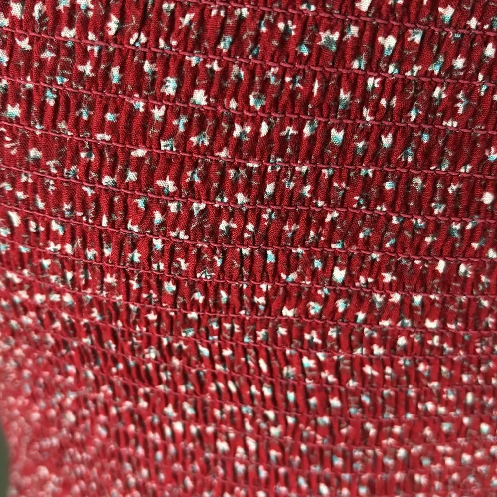 Brandy Melville Caley smocked off the shoulder red floral dress - Image 11