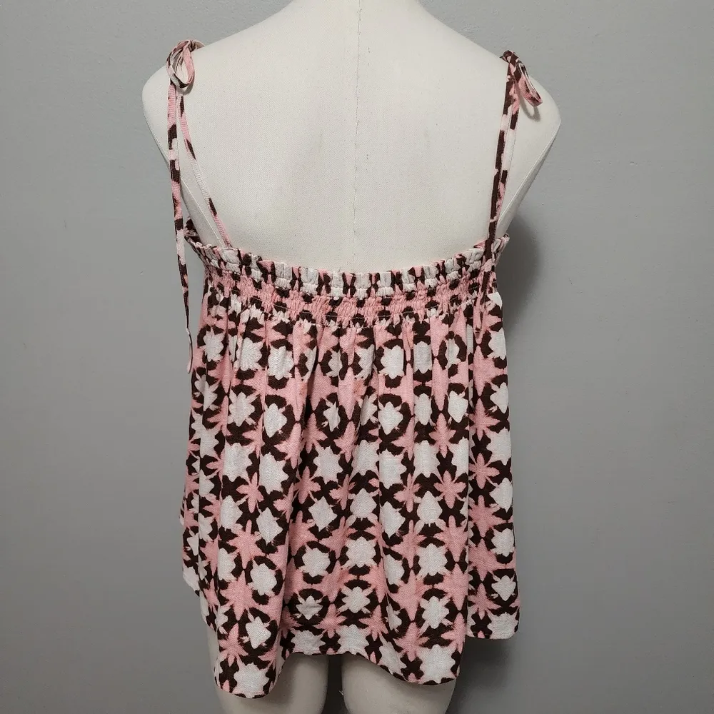 LOFT Sunwashed Floral Smocked Bow Strap Cami Size XL - Image 8