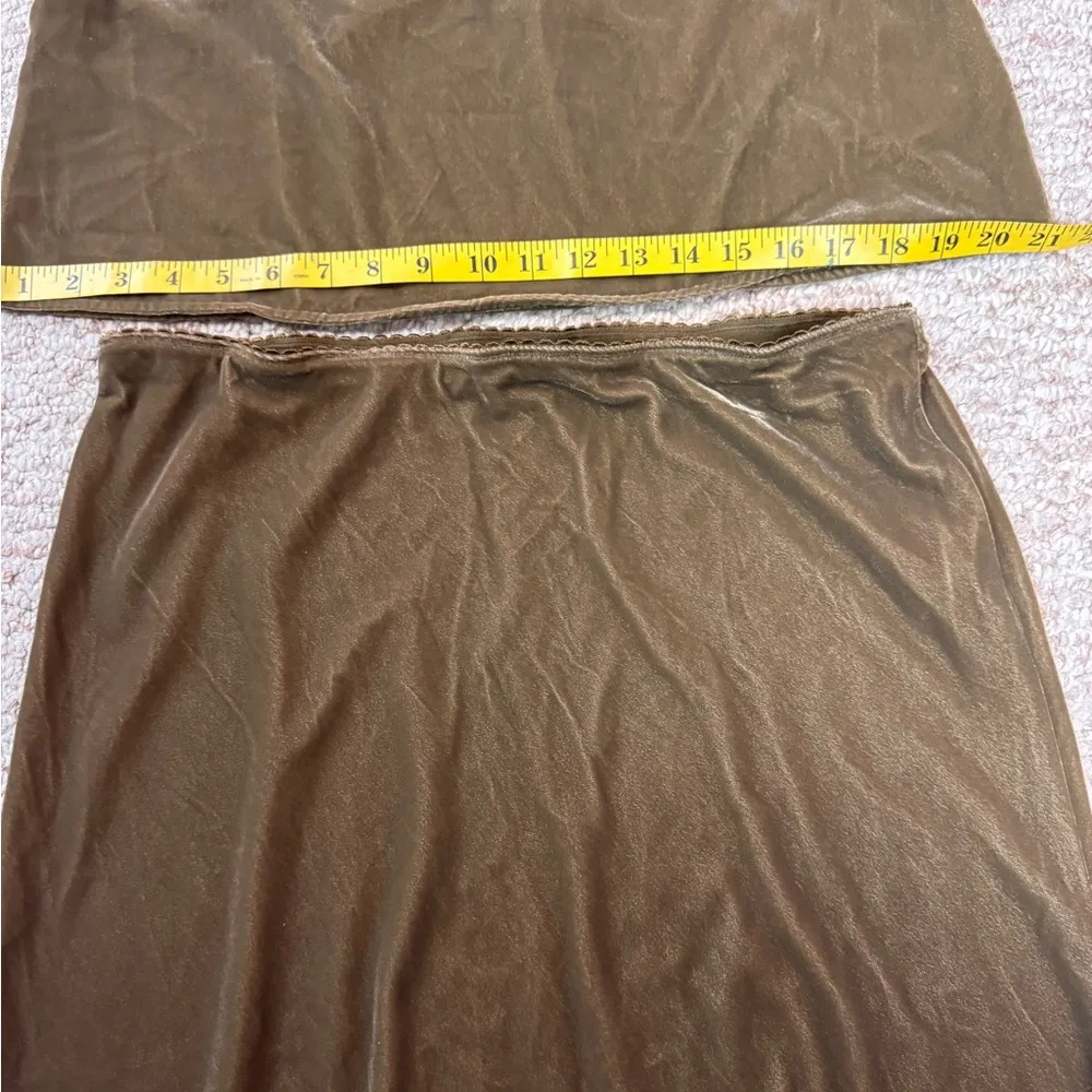 House Of Harlow Lace Trimmed Velour Spaghetti Strap Top/Skirt Olive Size ML E72 Brown Size L - Image 12
