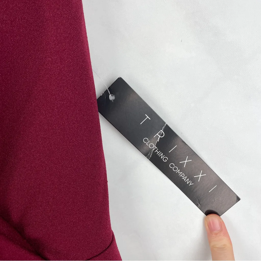 NWT Trixxi Strapless Faux Wrap Jogger Jumpsuit One Piece Burgundy Red Retro L - Image 6