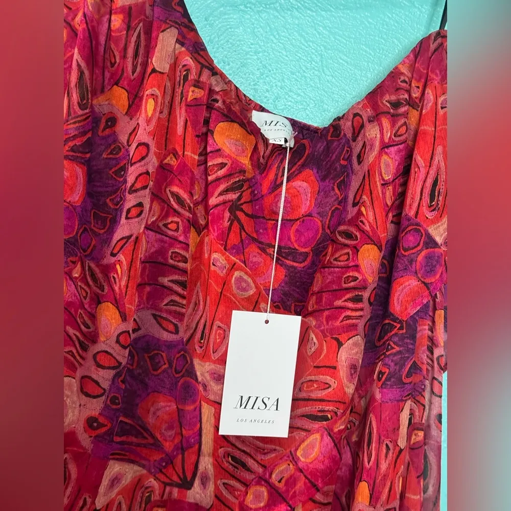 MISA Los Angeles MISA One-Shoulder Single Flutter Sleeve high low butterfly NEW - Image 7