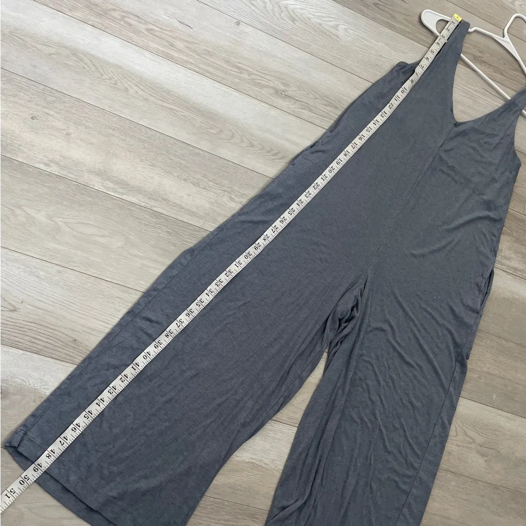 Every Lounge Jumpsuit v neck crop wide leg womens Blue xsmall casual minimalist Size XS - Image 4