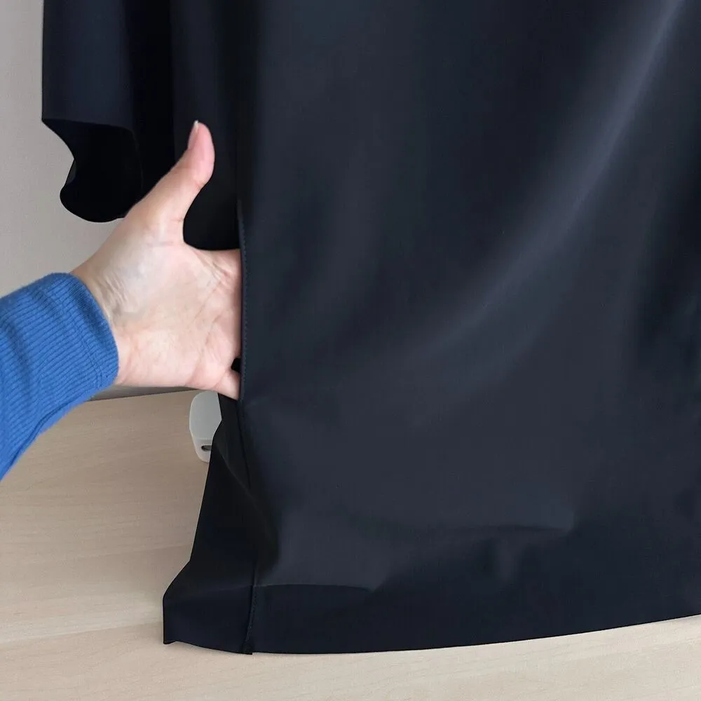 Maria Pinto Dress Womens Large Durga Mini‎ Tunic Scuba Lagenlook Sculpted Sleeve Black - Image 5