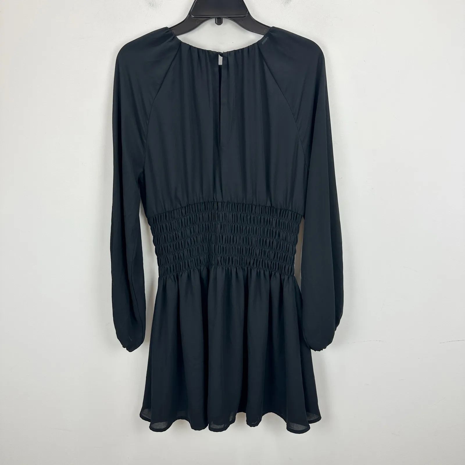 Madewell Bubble Sleeve Smocked Mini Dress True Black Minimalist Medium NWT - Image 12
