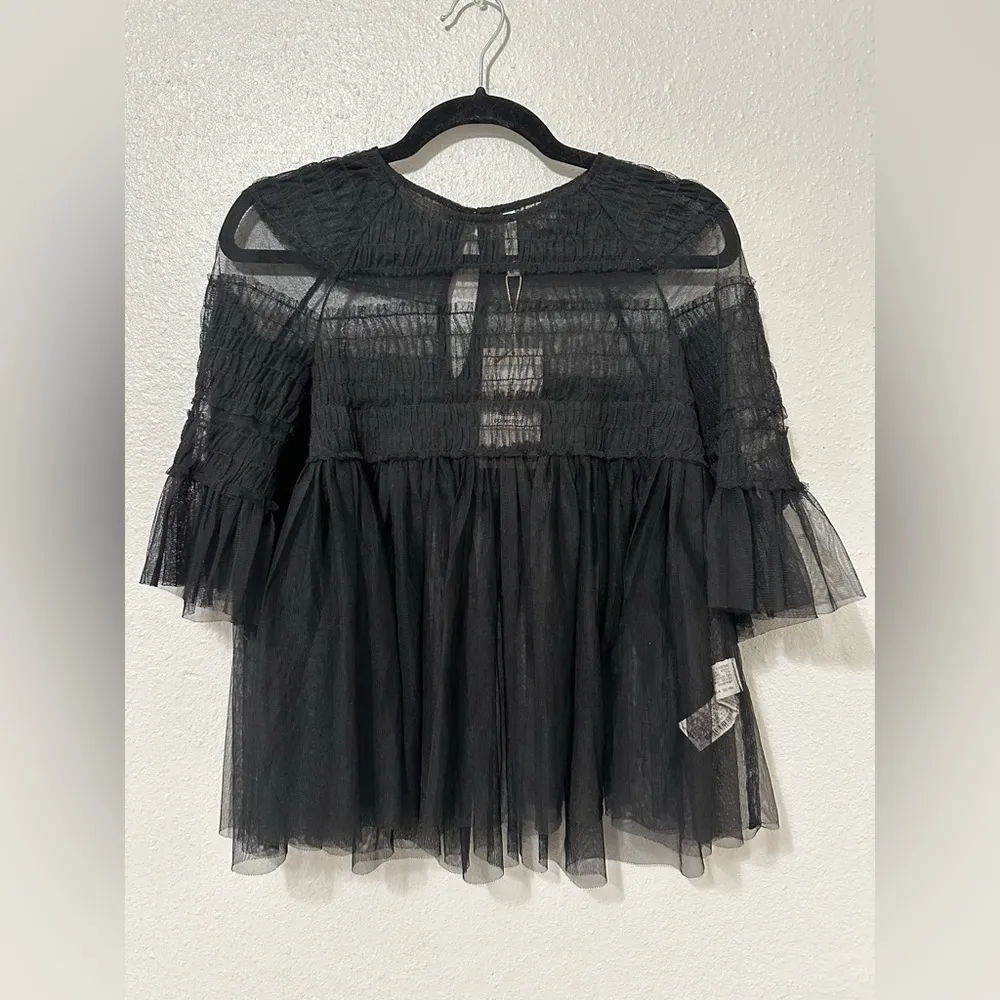 New with tags Zara Sheer Tulle Top ( from the TRAFALUC collection) size S black - Image 4