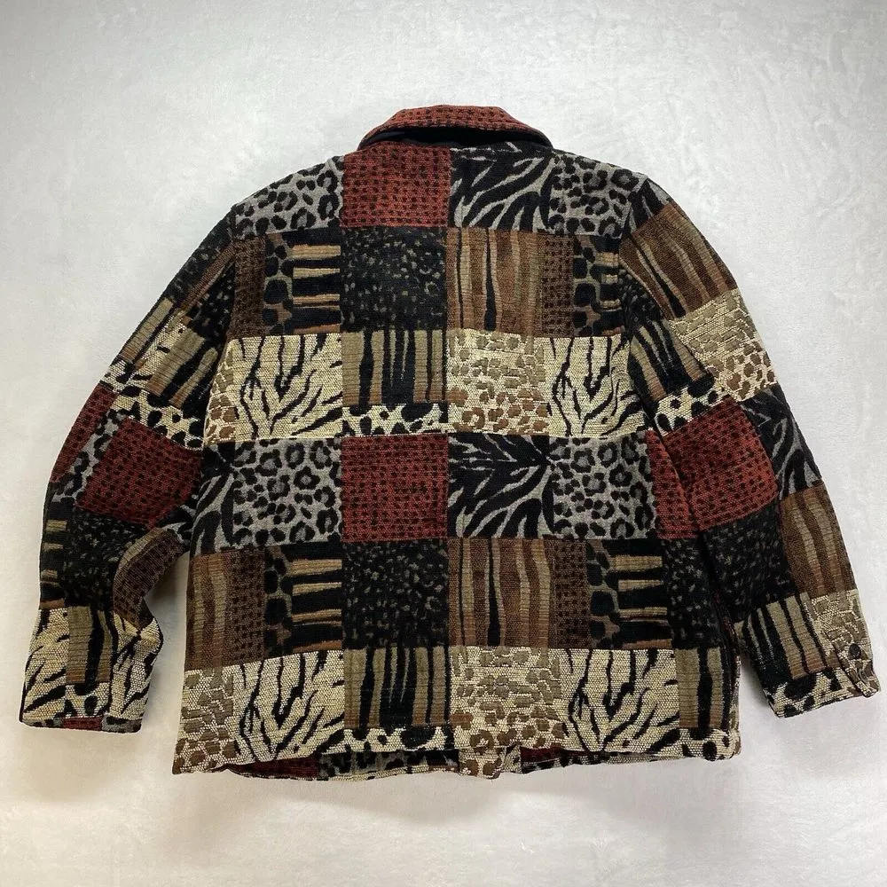 Ala Carte patterned jacket blazer patchwork‎ animal leopard upholstery Sz Large - Image 9