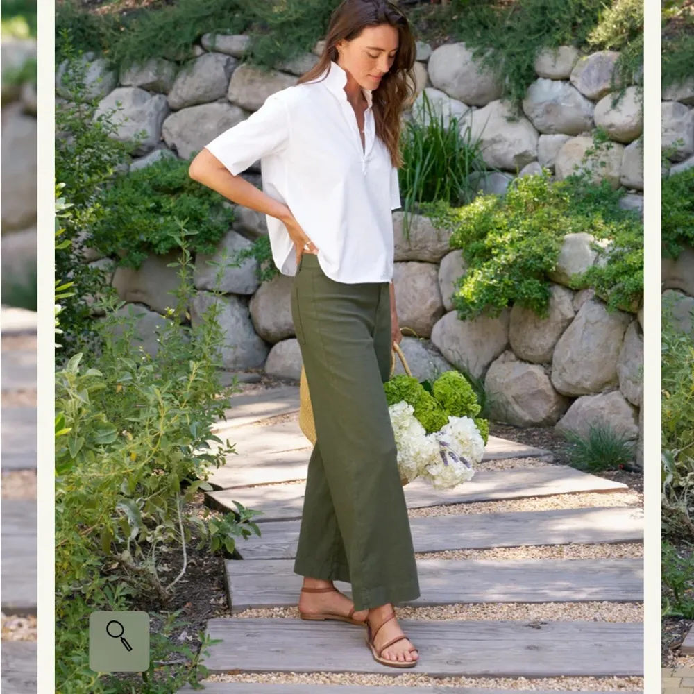 Frank & Eileen Hunter Green Wexford Wide-Leg Linen Pants Size 6 - Image 11