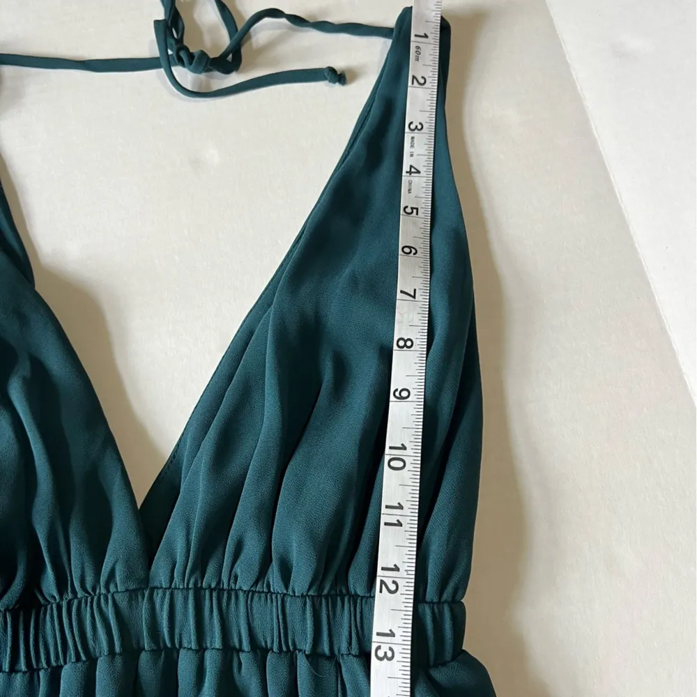 Show me your mumu wedding Ava maxi dress deep jade chiffon deep plunge small - Image 13