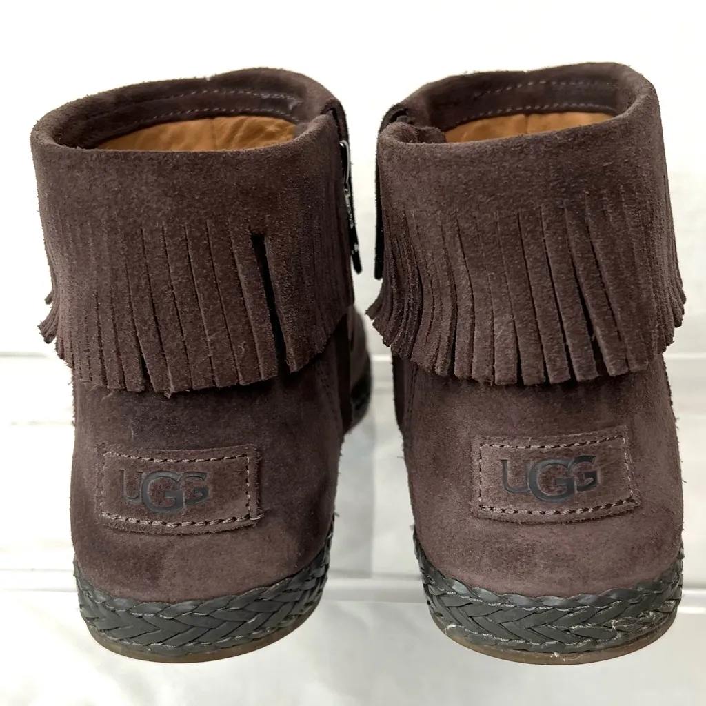 UGG  Kennadi Taupe/Gray Suede Fringe Booties, Women’s 9 - Image 7
