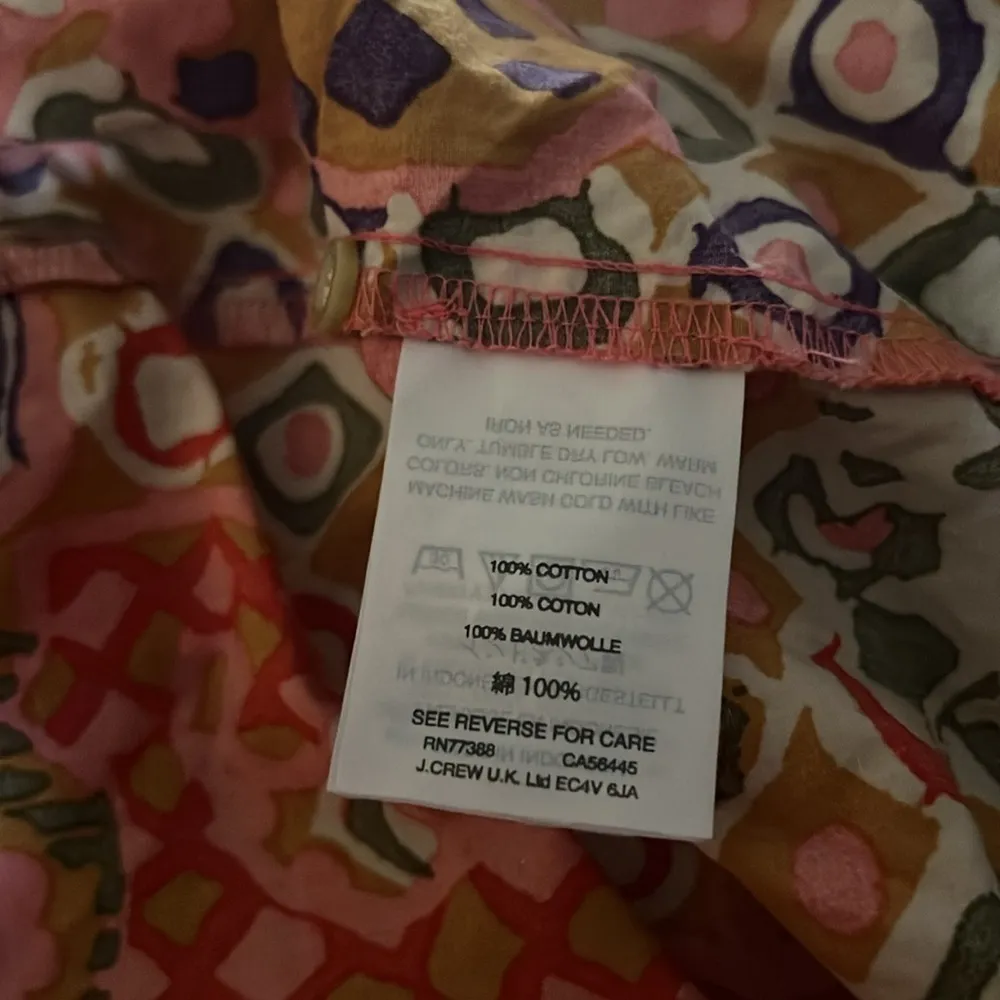 J. Crew Boho Wrap Tie Puff Sleeve Blouse Coral Pink Orange Floral Top Small - Image 8