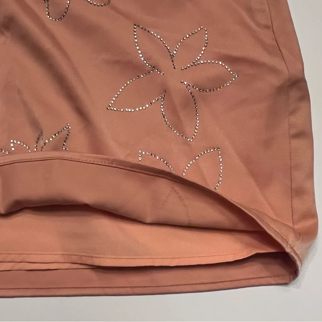 Le Lis Crop Camisole Top & Mini Skirt Set in Nude Peach Rhinestones Size‎ XS/S - Image 11