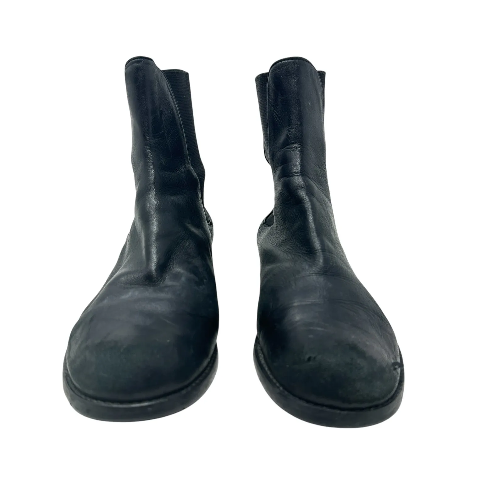 Stuart Weitzman‎ Leather Chelsea Boots Stretch Sides Pull-On Black Size 9 - Image 2