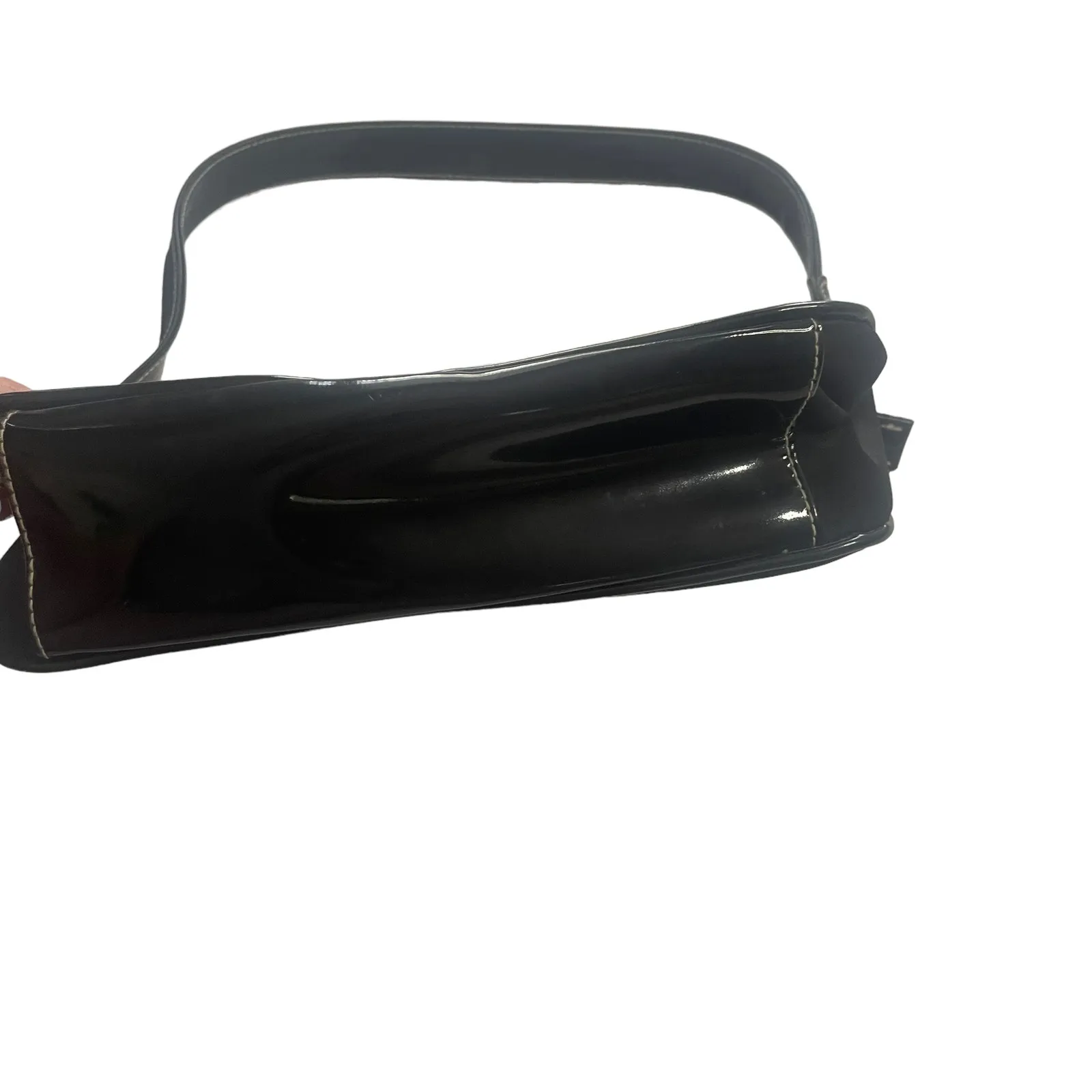 Isaac Mizrahi Black Patent Leather Y2k Small‎ Shoulder Bag Purse - Image 6