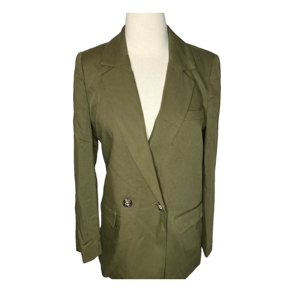 Madewell $178 Drapeweave Caldwell Double-Breasted Blazer Kale Size XXS NH328 - Image 4