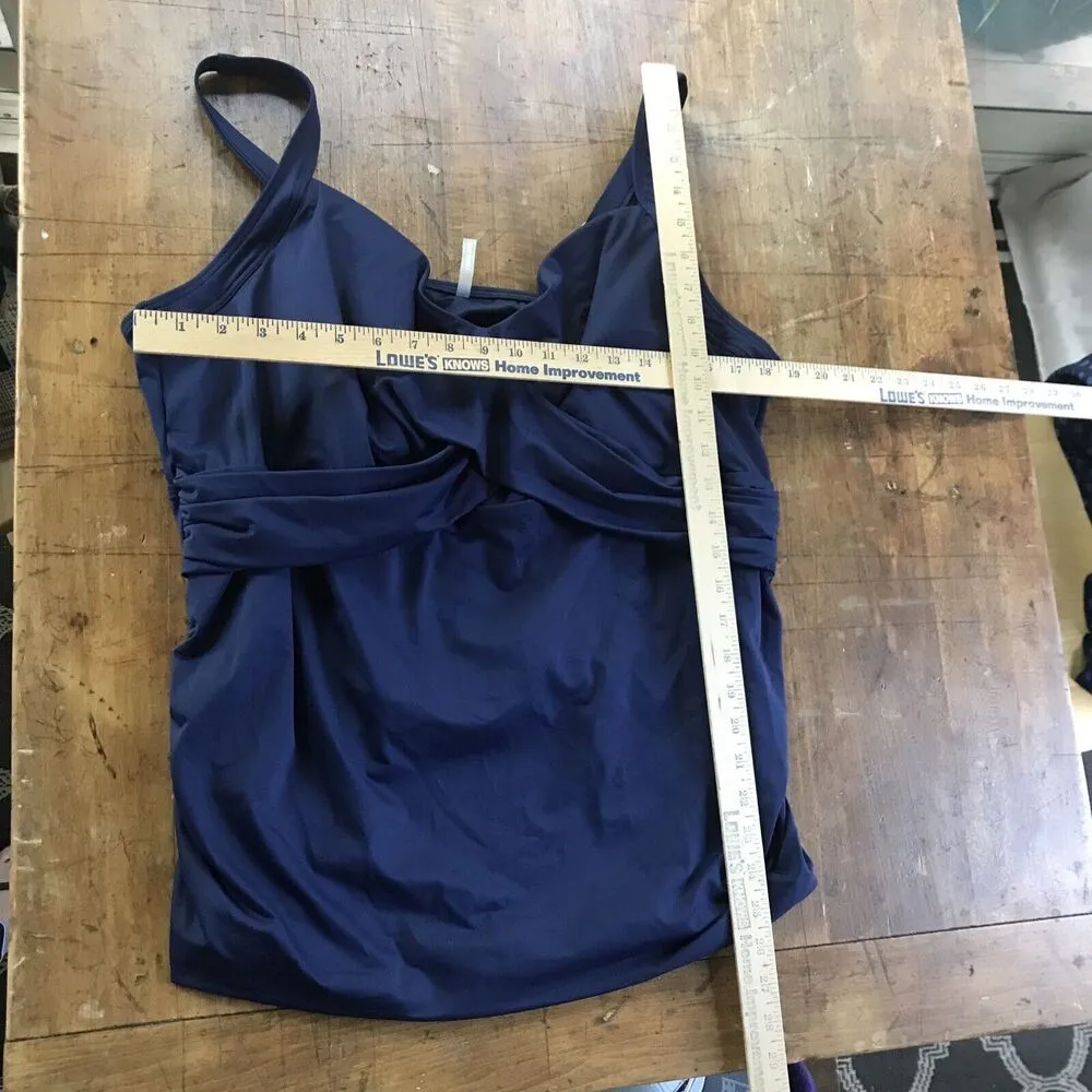 Lands End Tankini Swim Top Size 24w NWT Navy Blue Underwire New Nylon Blend - Image 7
