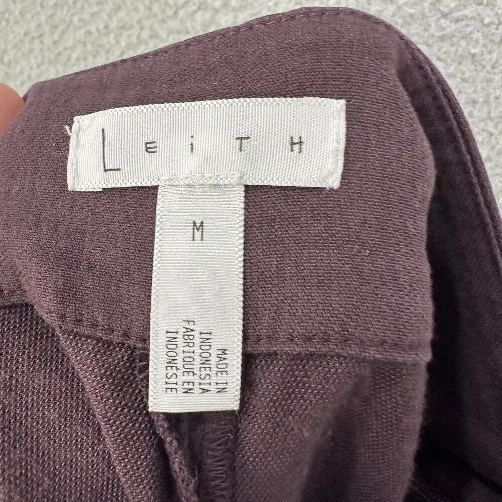 Leith pants womens medium purple wide leg tie waist pockets high‎ waist cropped - Image 8