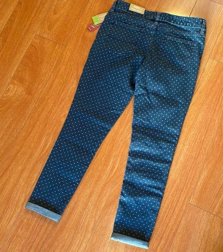NWT  Polka Dot Mid-Waist Straight-Hip Blue Jeans - Image 2