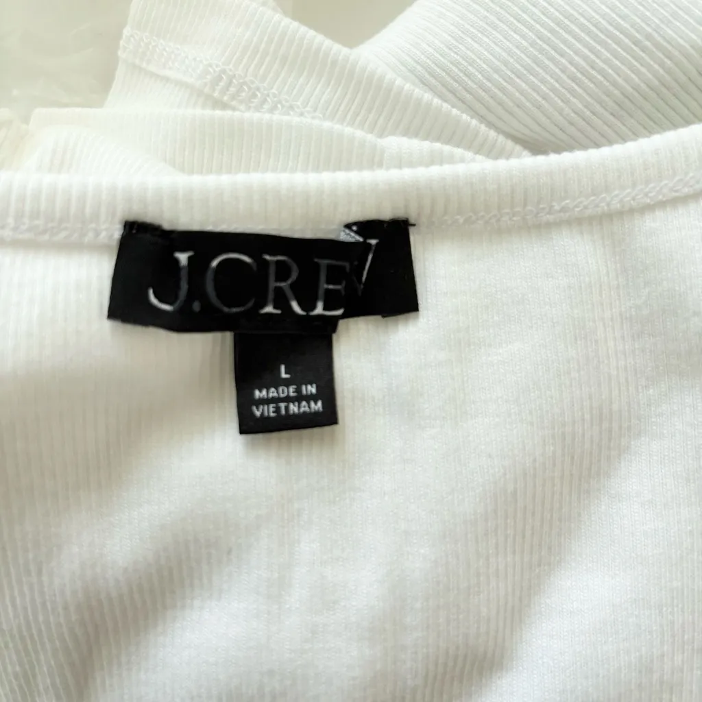 J. Crew Cropped Fine Rib Scoopneck Tank Top White - Image 4