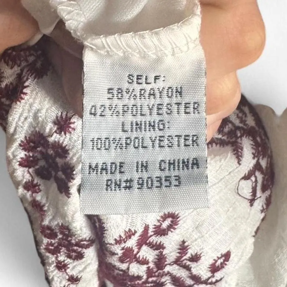 JGee White Boho Embroidered Peasant Dress XL Flutter Sleeve Scallop Hem Festival - Image 7