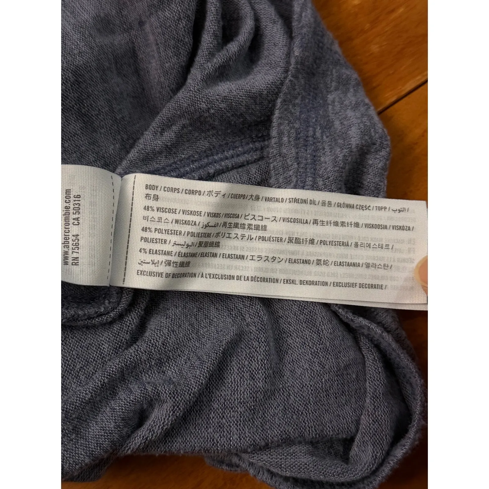 Abercrombie Fitch Blue Marled Knit Tie Front Long Sleeve Top Womens Size L - Image 4