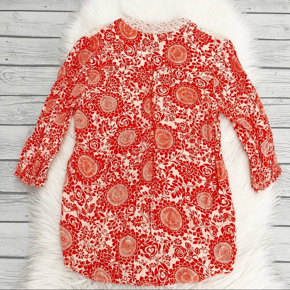 Angie Red Floral 3/4 sleeve top - Image 2