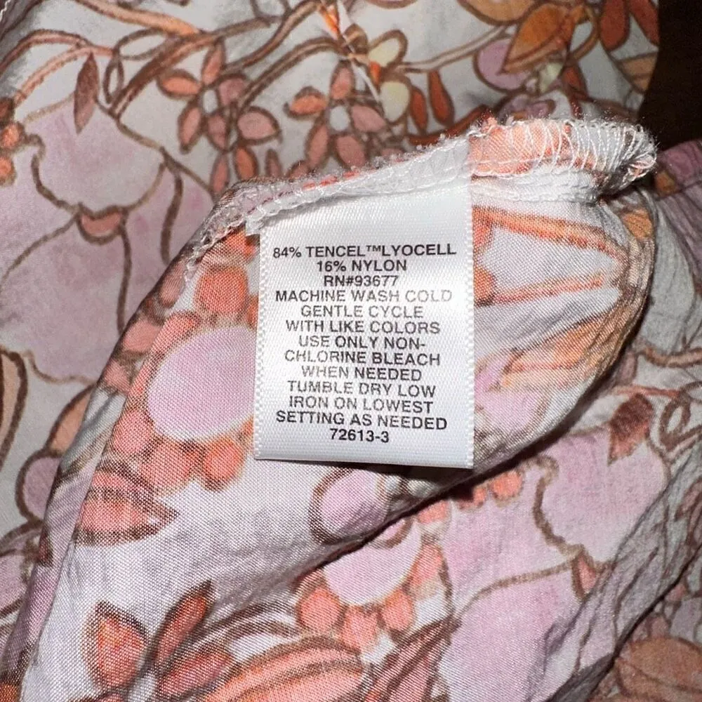 NWT Ryegrass Floral Ruffle Sleeve Button Down Blouse Orange Size L - Image 8