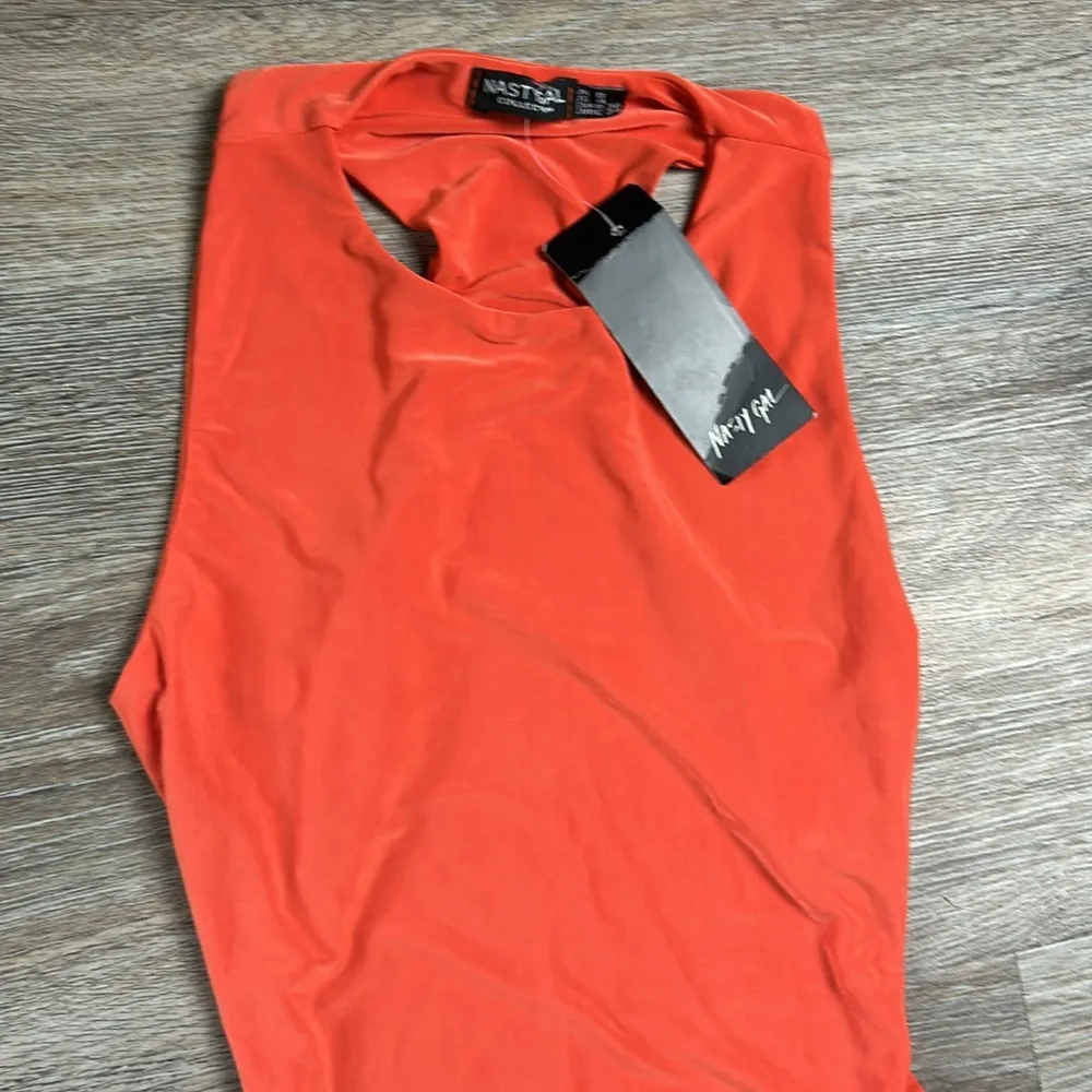 Nasty Gal Racer Cut Out Back Orange Sleeveless Double Slinky Bodysuit Size 4 - Image 7