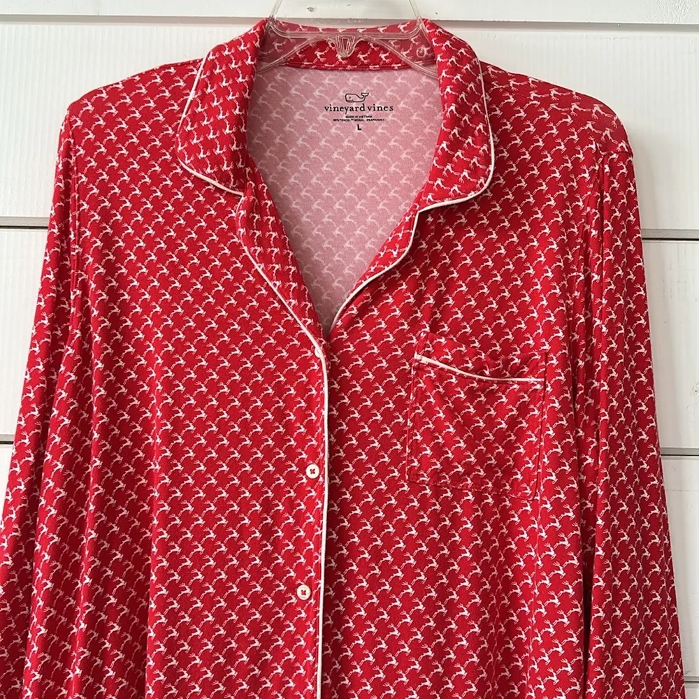 Super-Soft Reindeer Printed Knit PJ Pajama Set Large - Image 4