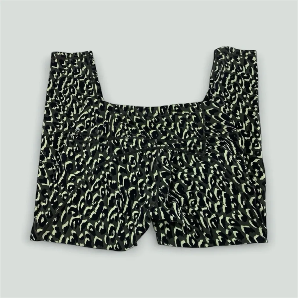 Sweaty Betty High Rise Leggings Green Leopard Print Power Workout Size Large - Image 3