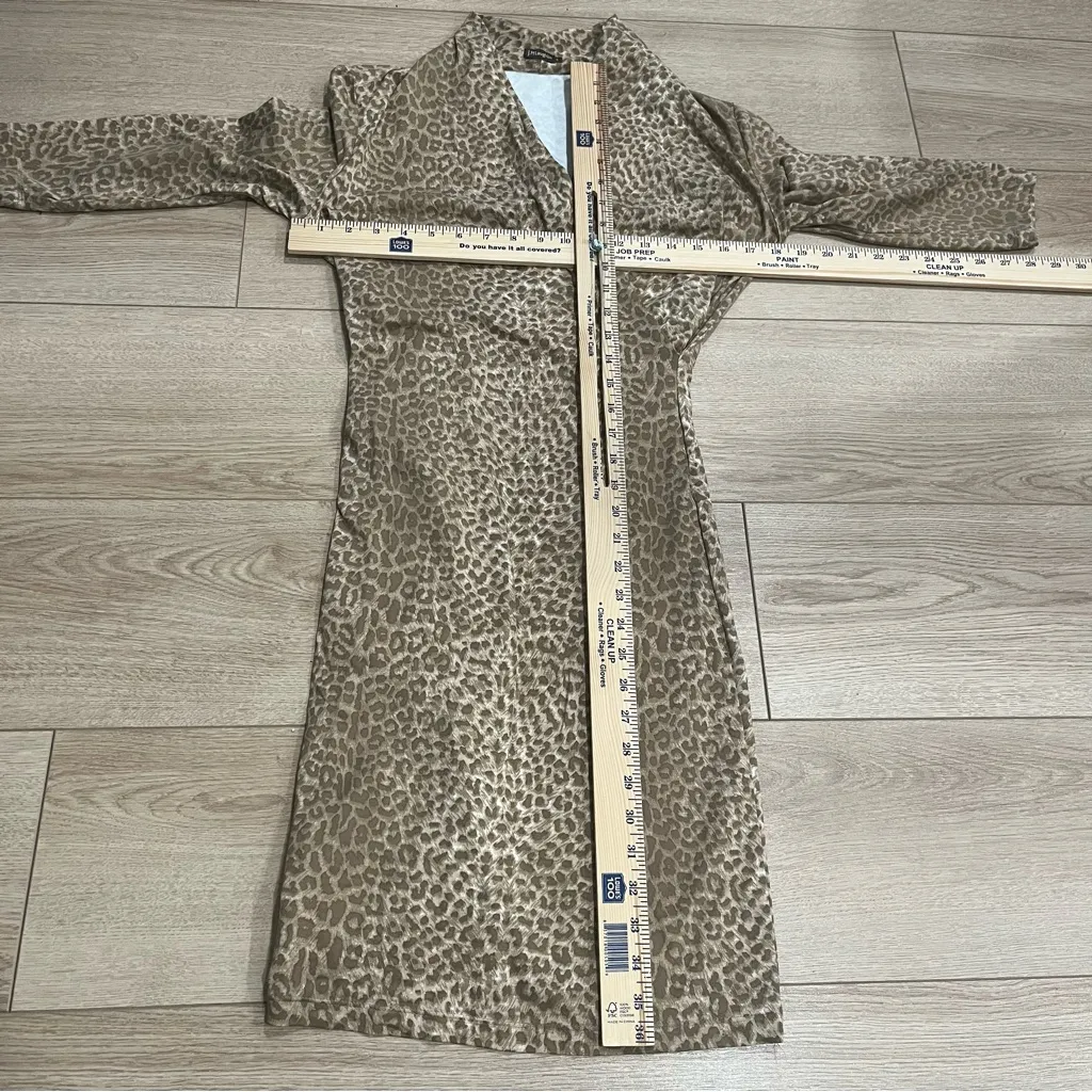 J. McLaughlin Panama Faux Wrap Dress Brown Cheetah Leopard Catalina Cloth Size S - Image 3