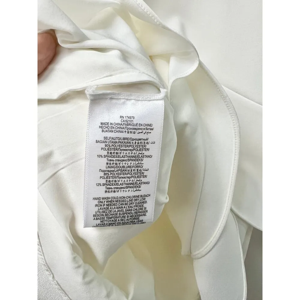 BCBGMaxAzria Sleeveless Halter Ruffle Fit & Flare Mini Dress White Womens Size 4 - Image 4