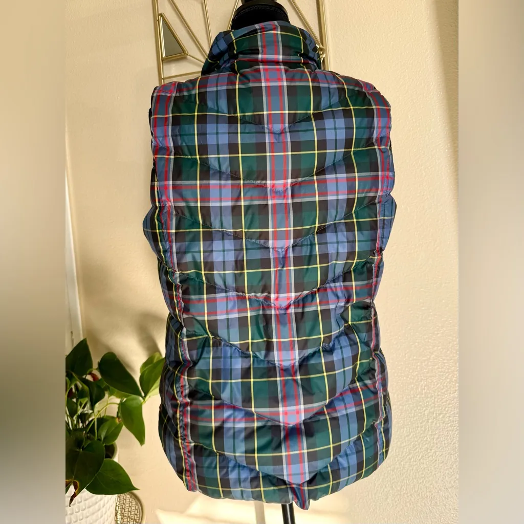 LANDS' END Vest Women's Med 10-12 Plaid Puffer Down Feather - Image 3