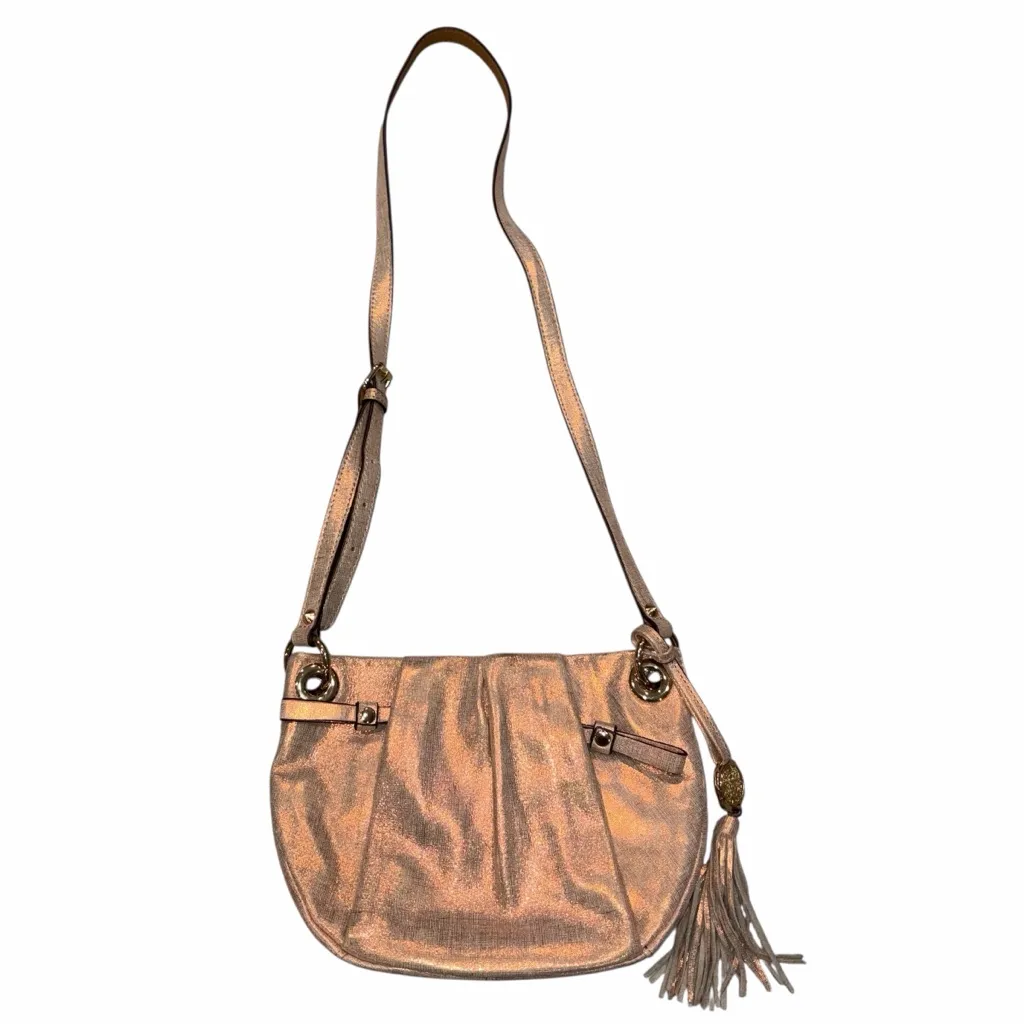 Vince Camuto Christina Copper Rose Gold Metallic Leather Crossbody Bag Purse - Image 3