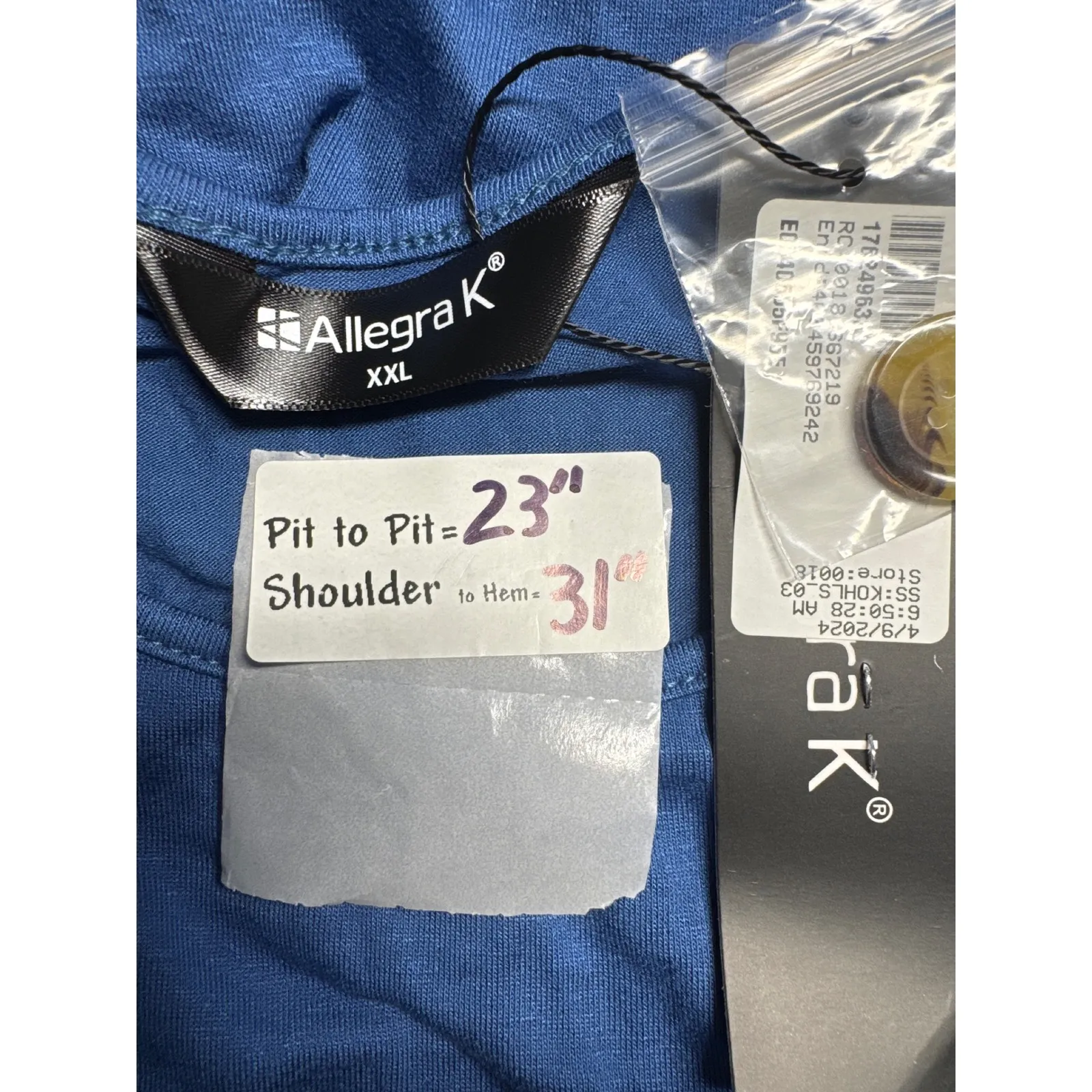 Allegra K Tunic Top Button Accent Long Sleeve Casual‎ Blouse XXL - Image 3