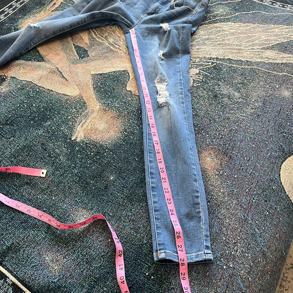 Aero High Rise Jegging Distressed Skinny Jeans Medium Wash Women’s 4 Stretch Y2K Blue - Image 11