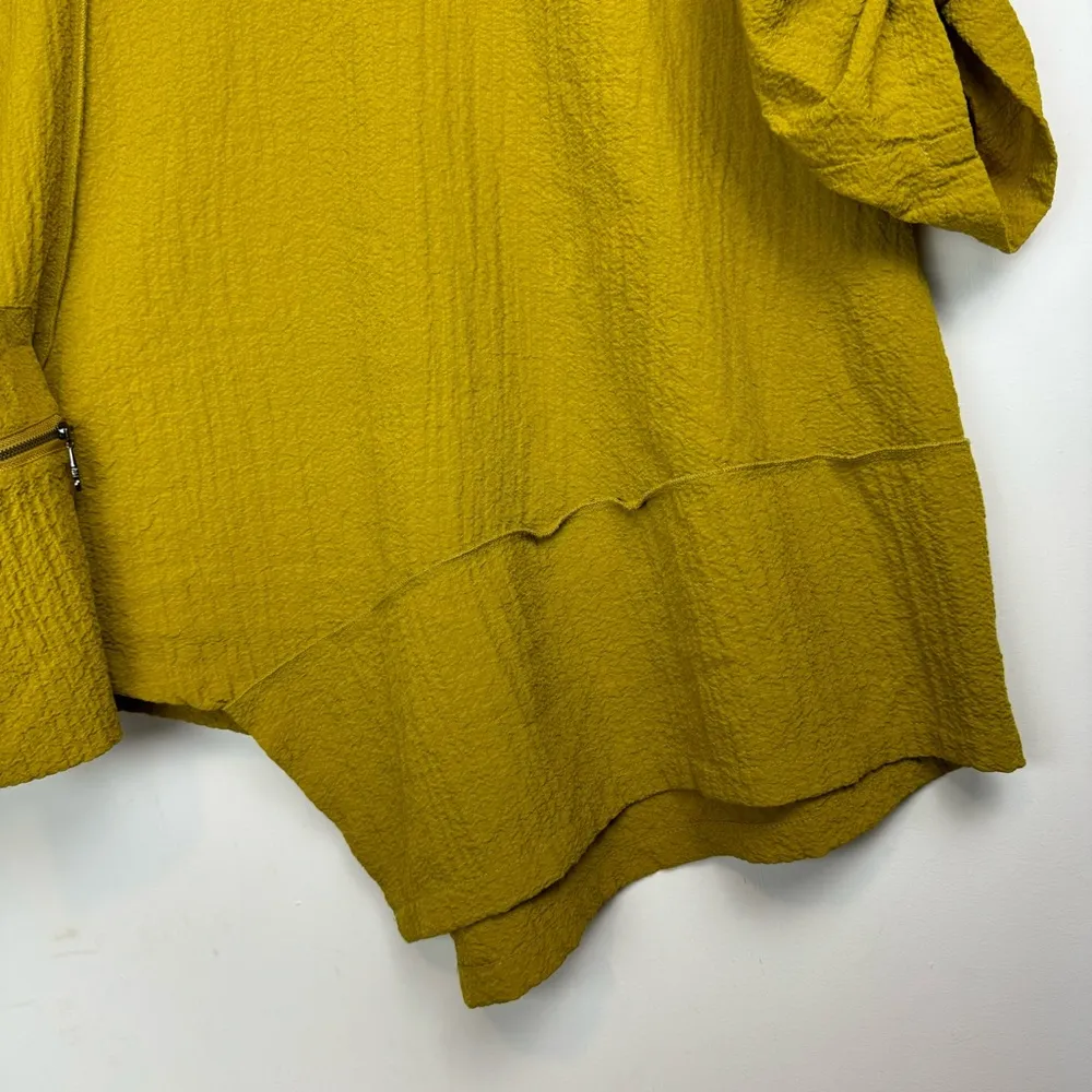 Ali Miles Asymmetrical Tunic Top Sz XL Cowl Neck Golden Chartreuse Yellow - Image 9